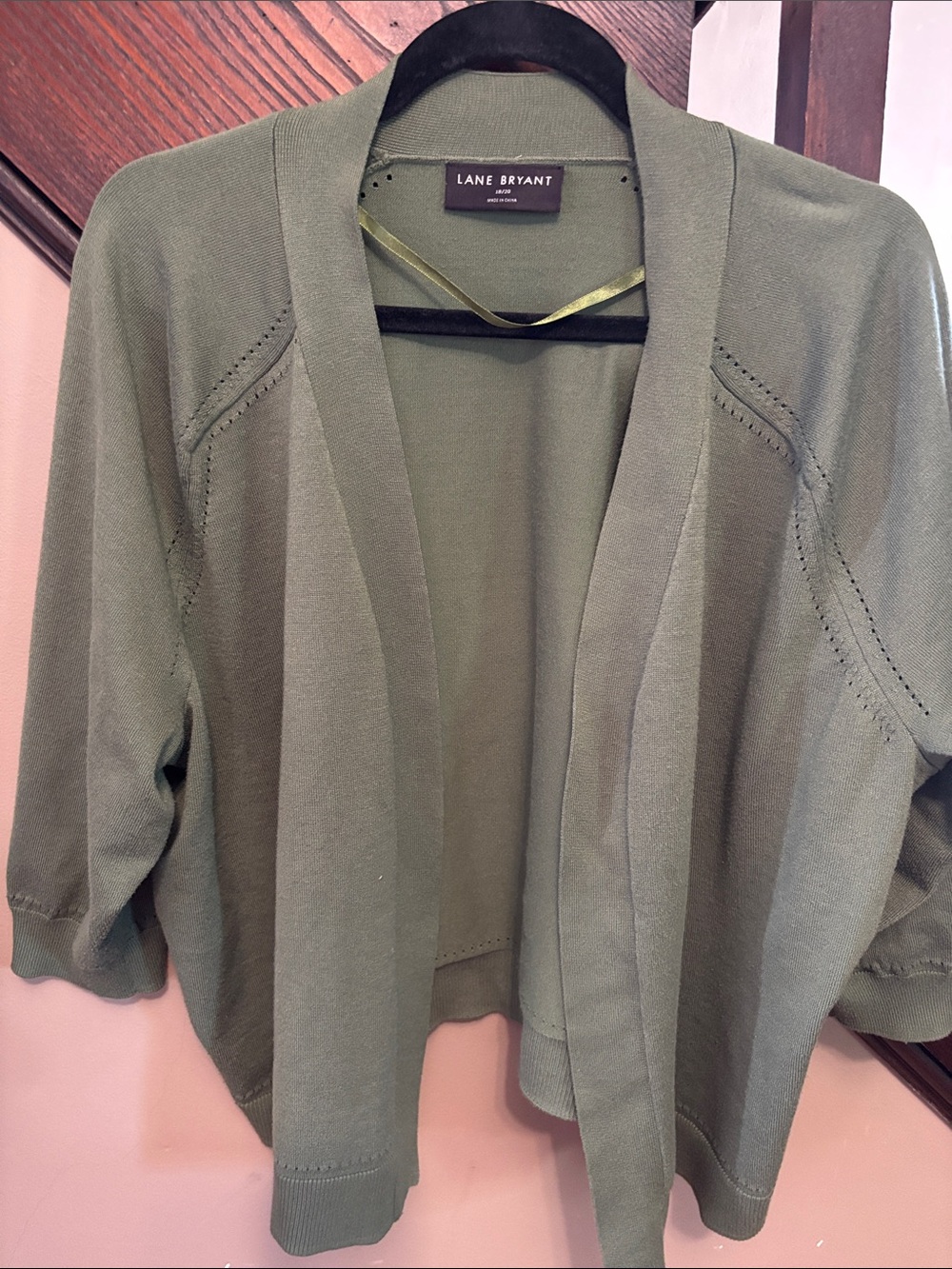 Lane Bryant Olive Green Open Cardigan